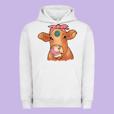 Cow  Turquoise Urban Hoodie Designed By Cowcowdesign