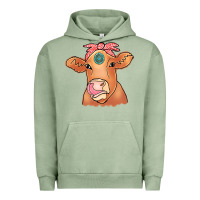 Pigment Oil Green Cow  Turquoise Urban Hoodie - CowCowDesign