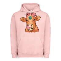Pigment Salmon Cow  Turquoise Urban Hoodie - CowCowDesign