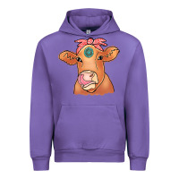 Tulip Cow  Turquoise Urban Hoodie - CowCowDesign