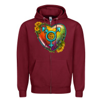Burgundy Lgbtq Heart With Sunflower Zipper Hoodie - BundleAndBundleShop