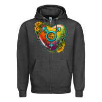 Charcoal Heather Lgbtq Heart With Sunflower Zipper Hoodie - BundleAndBundleShop