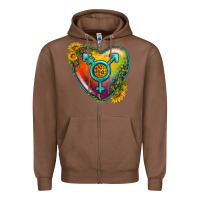 Chestnut Lgbtq Heart With Sunflower Zipper Hoodie - BundleAndBundleShop