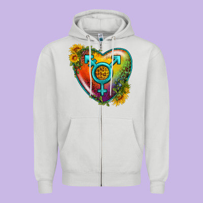 Lgbtq Heart With Sunflower Zipper Hoodie Designed By Bundleandbundleshop
