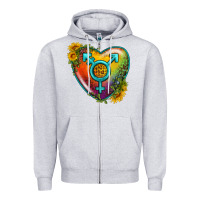 Heather Grey Lgbtq Heart With Sunflower Zipper Hoodie - BundleAndBundleShop