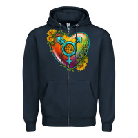 Navy Lgbtq Heart With Sunflower Zipper Hoodie - BundleAndBundleShop