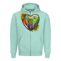 Seafoam Lgbtq Heart With Sunflower Zipper Hoodie - BundleAndBundleShop
