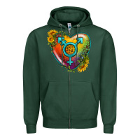 Sports Green Lgbtq Heart With Sunflower Zipper Hoodie - BundleAndBundleShop