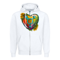 White Lgbtq Heart With Sunflower Zipper Hoodie - BundleAndBundleShop