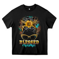 Black blessed mama messy bun Heavy Core Tee - BarkalooDesign