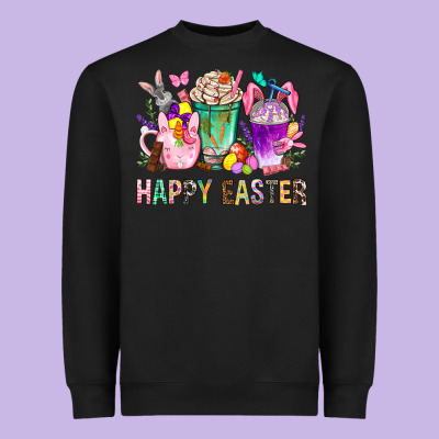 Happy Easter Coffee Cups With Bunny Heavyweight Sweatshirt Designed By Nancycooperartshop