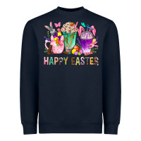 Navy Happy Easter coffee cups with Bunny Heavyweight Sweatshirt - NancyCooperArtShop