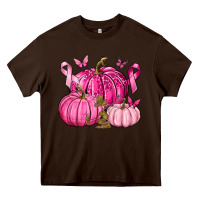 Chocolate Brown Breast Cancer We Wear Pink with Pumpkin and Ribbon Heavy Core Tee - texasbilliewilder