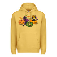 Antique Gold Black cat and pumpkin Premium Hoodie - NancyCooperArtShop