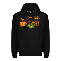 Black Black cat and pumpkin Premium Hoodie - NancyCooperArtShop