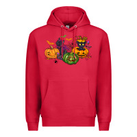 Cardinal Black cat and pumpkin Premium Hoodie - NancyCooperArtShop
