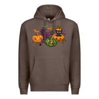Coffee Black cat and pumpkin Premium Hoodie - NancyCooperArtShop