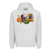 Dove Grey Black cat and pumpkin Premium Hoodie - NancyCooperArtShop
