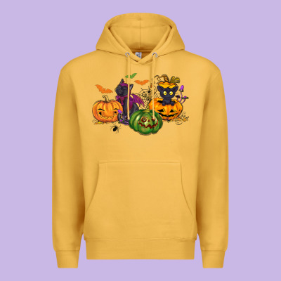 Black Cat And Pumpkin Premium Hoodie Designed By Nancycooperartshop