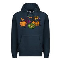 Navy Black cat and pumpkin Premium Hoodie - NancyCooperArtShop