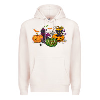 Pale Pink Black cat and pumpkin Premium Hoodie - NancyCooperArtShop