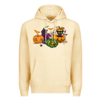 Pina Colada Black cat and pumpkin Premium Hoodie - NancyCooperArtShop