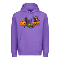 Purple Black cat and pumpkin Premium Hoodie - NancyCooperArtShop