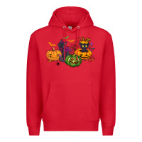 Red Black cat and pumpkin Premium Hoodie - NancyCooperArtShop