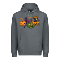Rock Black cat and pumpkin Premium Hoodie - NancyCooperArtShop