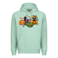Seafoam Black cat and pumpkin Premium Hoodie - NancyCooperArtShop