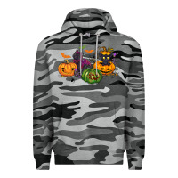 Slate Camo Black cat and pumpkin Premium Hoodie - NancyCooperArtShop