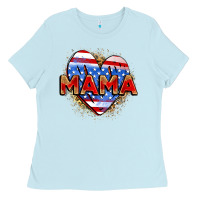 Baby Blue American mama heart Ladies Tee - Zillion Design Studio