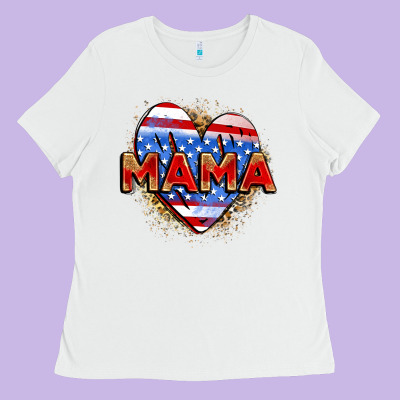 American Mama Heart Ladies Tee Designed By Zillion Design Studio