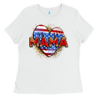 White American mama heart Ladies Tee - Zillion Design Studio