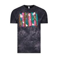 Cloud Black v.d turquoise leopard and flowers  brushstrokes Vintage Tee - AdoDesignShop