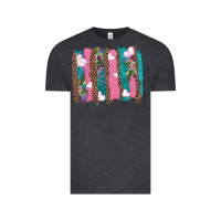 Vintage Black v.d turquoise leopard and flowers  brushstrokes Vintage Tee - AdoDesignShop