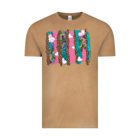 Vintage Camel v.d turquoise leopard and flowers  brushstrokes Vintage Tee - AdoDesignShop