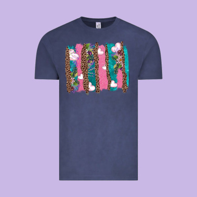V.d Turquoise Leopard And Flowers  Brushstrokes Vintage Tee Designed By Adodesignshop