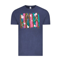 Vintage Denim v.d turquoise leopard and flowers  brushstrokes Vintage Tee - AdoDesignShop