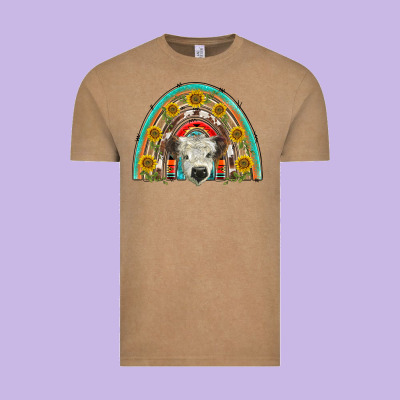 Scottish White Calf  Rainbow Vintage Tee Designed By Barkaloodesign