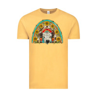 Vintage Mustard scottish white calf  rainbow Vintage Tee - BarkalooDesign