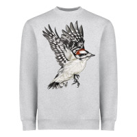 Heather Grey Flying Downy Woodpecker Heavyweight Sweatshirt - LillyAllenDesigns