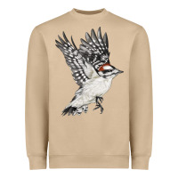 Mushroom Flying Downy Woodpecker Heavyweight Sweatshirt - LillyAllenDesigns