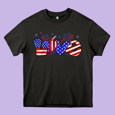 Love 4th Of July Heavy Core Tee Designed By Zillion Design Studio