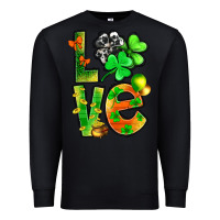 Black st.patrick love with clover Premium Sweatshirt - NancyCooperArtShop