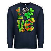 Navy st.patrick love with clover Premium Sweatshirt - NancyCooperArtShop
