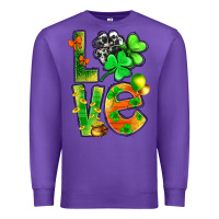 Purple st.patrick love with clover Premium Sweatshirt - NancyCooperArtShop