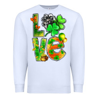 White st.patrick love with clover Premium Sweatshirt - NancyCooperArtShop
