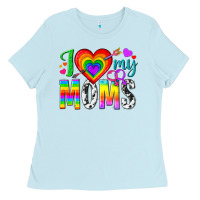 Baby Blue i love my moms Ladies Tee - texasbilliewilder