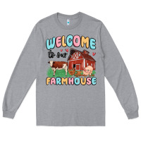 Heather Grey welcome to our farmhouse Long Sleeve Tee - MaliasSmallBusiness